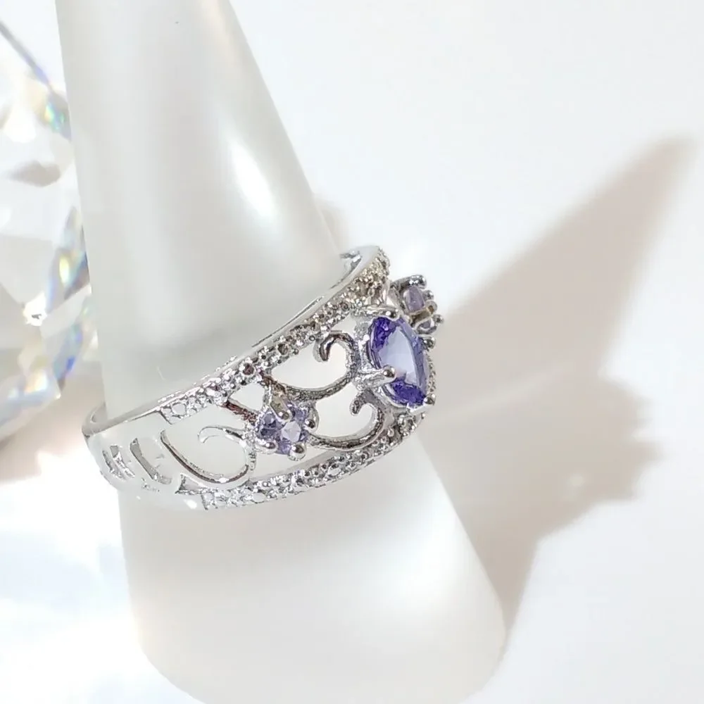 Tanzanite Ring Sterling Silver Size 8